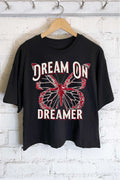 Dream On Dreamer Butterfly Graphic Long Crop Top