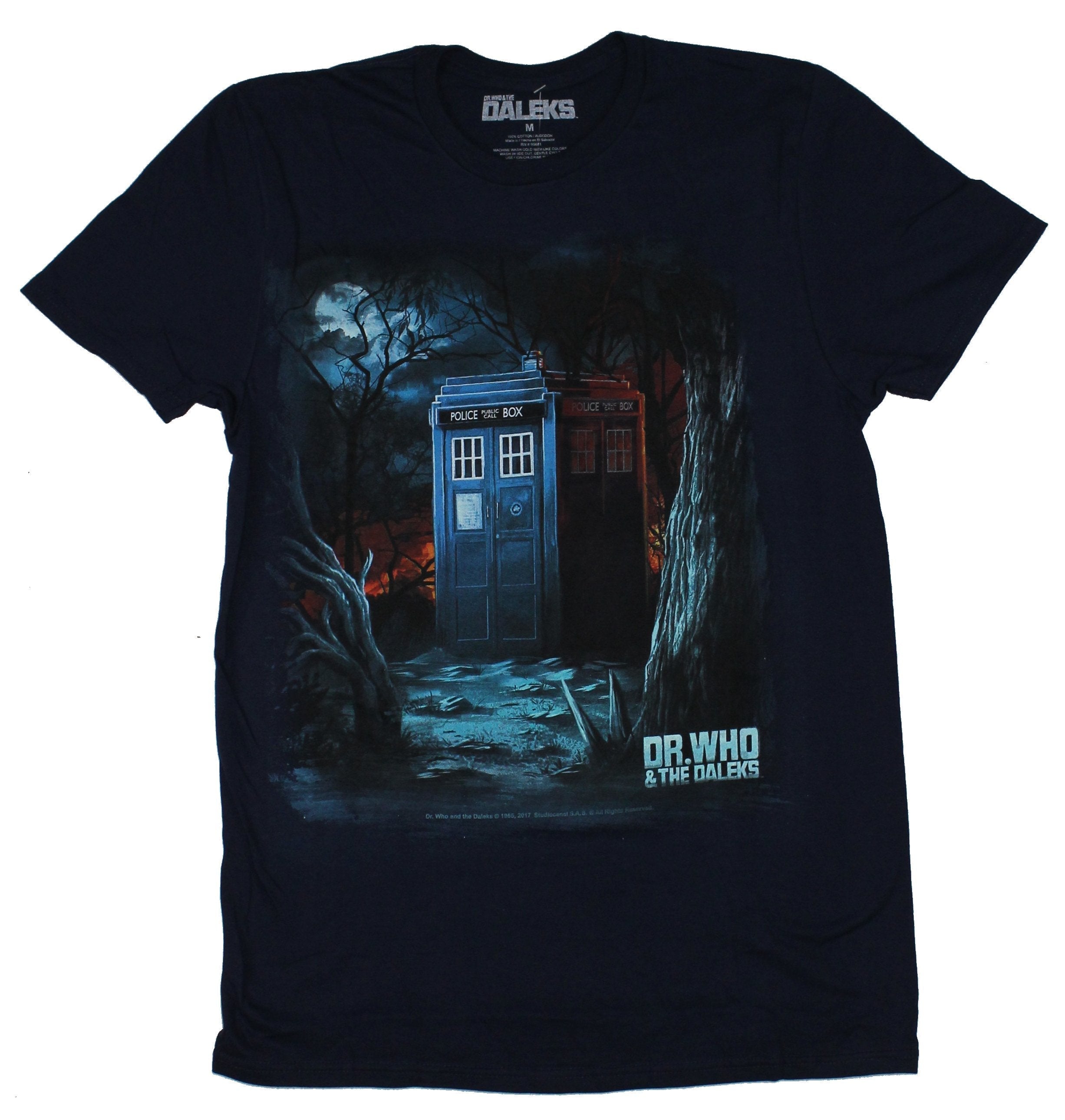Doctor Who & the Daleks Mens T-Shirt - Darkened Wooded Call Box Image Hoodie, Sweatshirt | CiraTrend.com