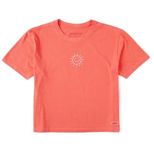 Women's Lil' Happy Sunshine Short Sleeve Crusher Boxy Tee