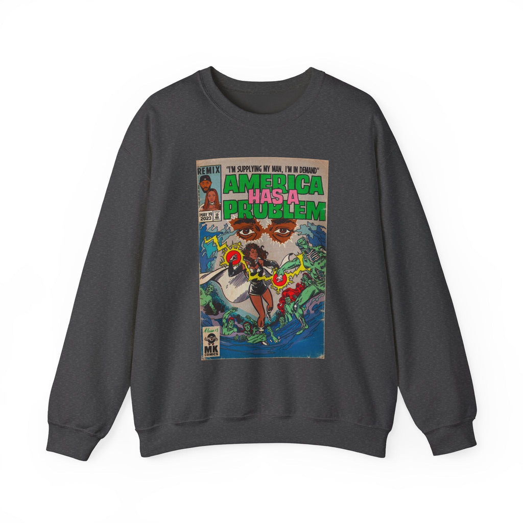 America Has a Problem - Unisex Heavy BlendÃ¢â€žÂ¢ Crewneck Sweatshirt T-Shirts, Hoodie | CiraTrend.com (Image 2)