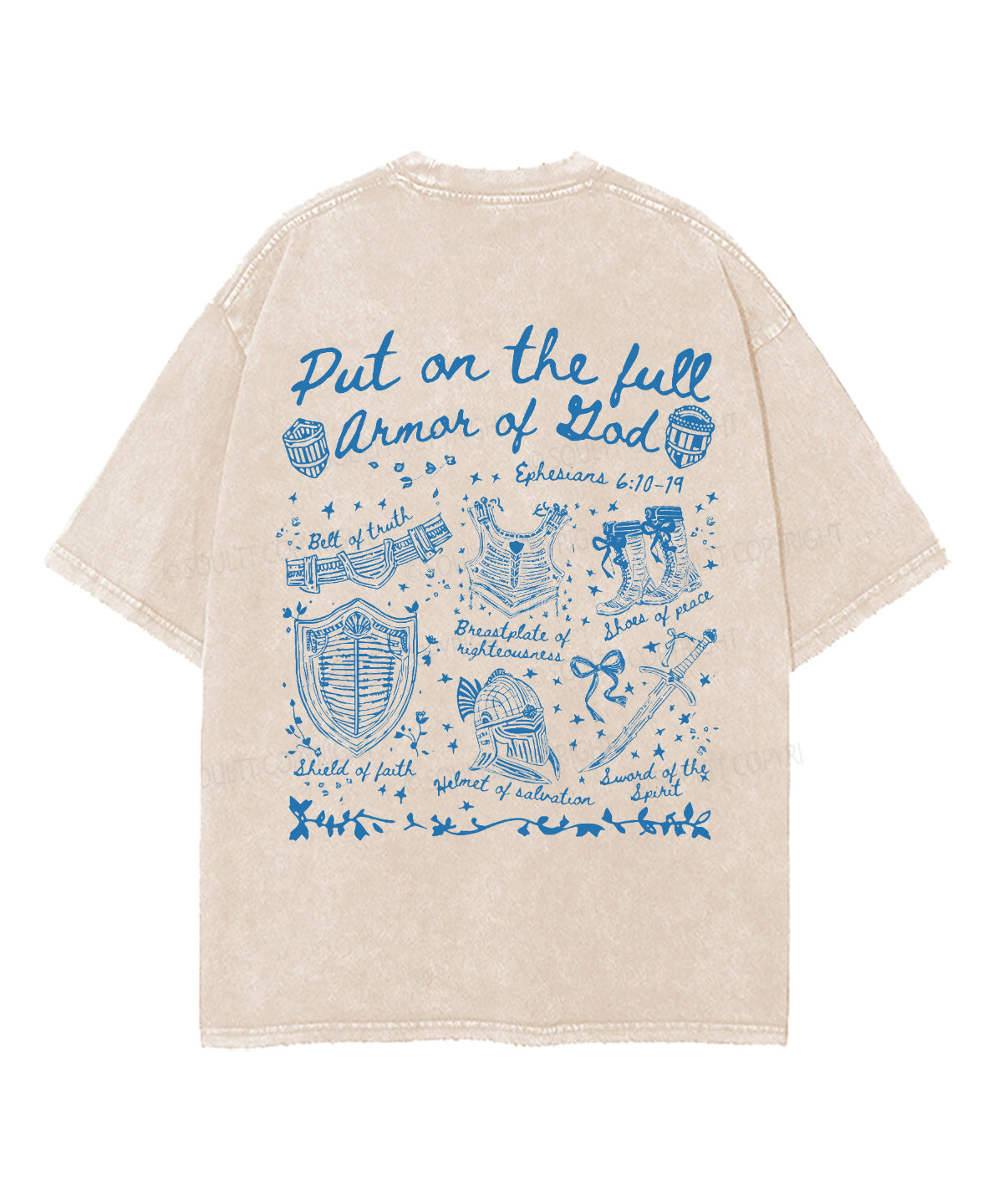 Armor of God Double Sided Unisex Washed Christian T-shirt Hoodie, Sweatshirt | CiraTrend.com (Image 4)