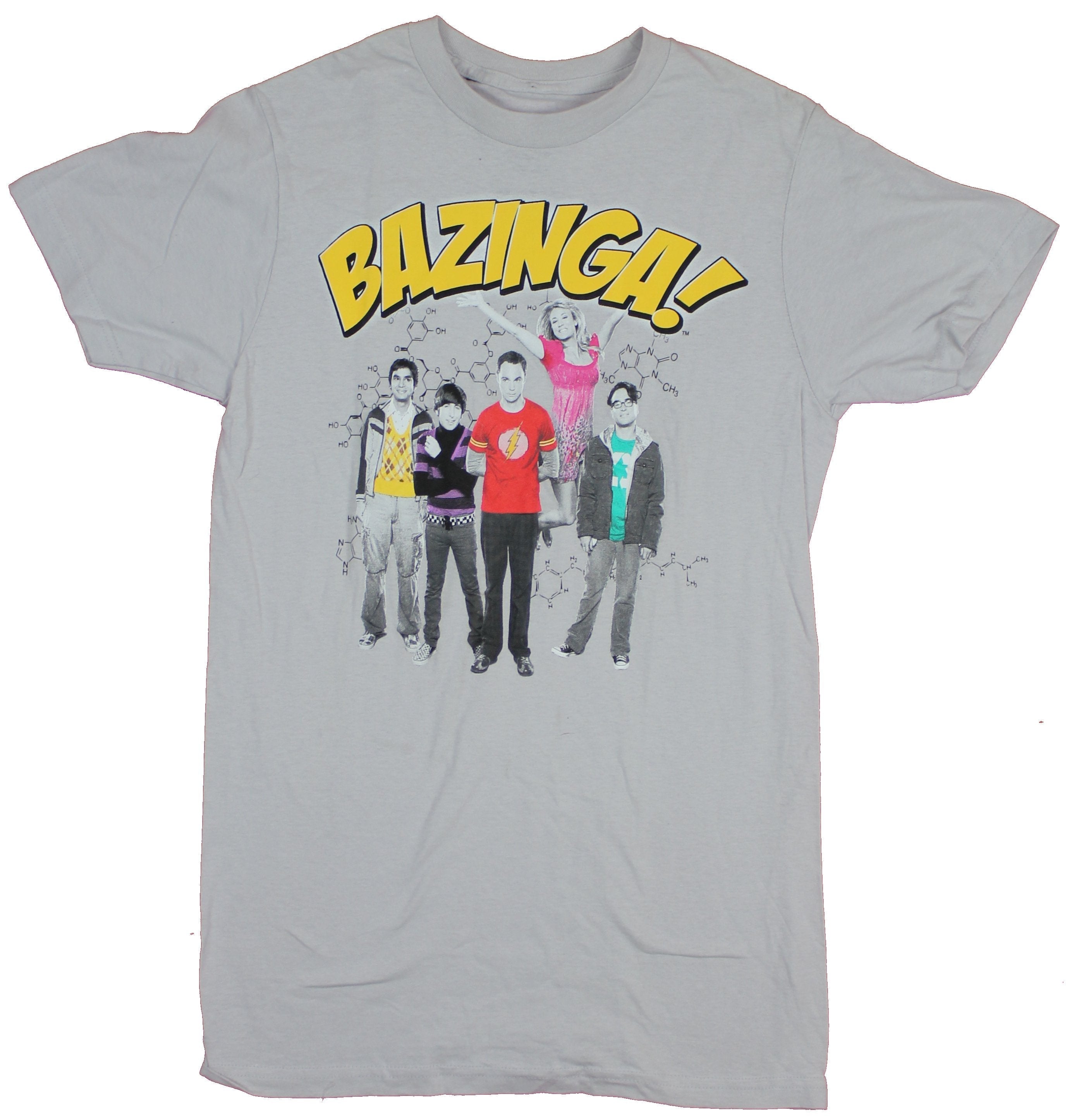 Big Bang Theory Colorful Cast Standing Under Bazinga T-Shirts, Hoodie, Sweatshirt