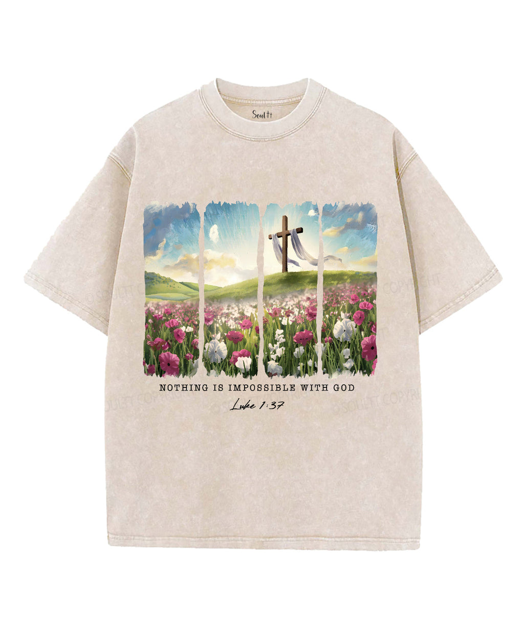 Nothing Is Impossible With God Unisex Washed Christian T-shirt Hoodie, Sweatshirt | CiraTrend.com (Image 4)