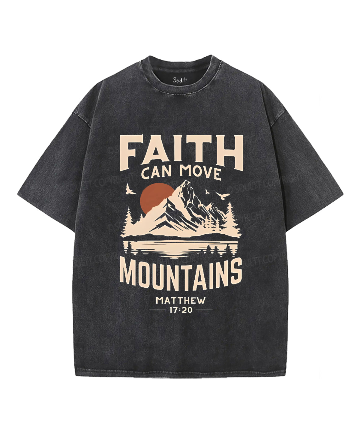 Faith Can Move Mountains Unisex Washed Christian T-shirt Style001 Hoodie, Sweatshirt | CiraTrend.com (Image 1)
