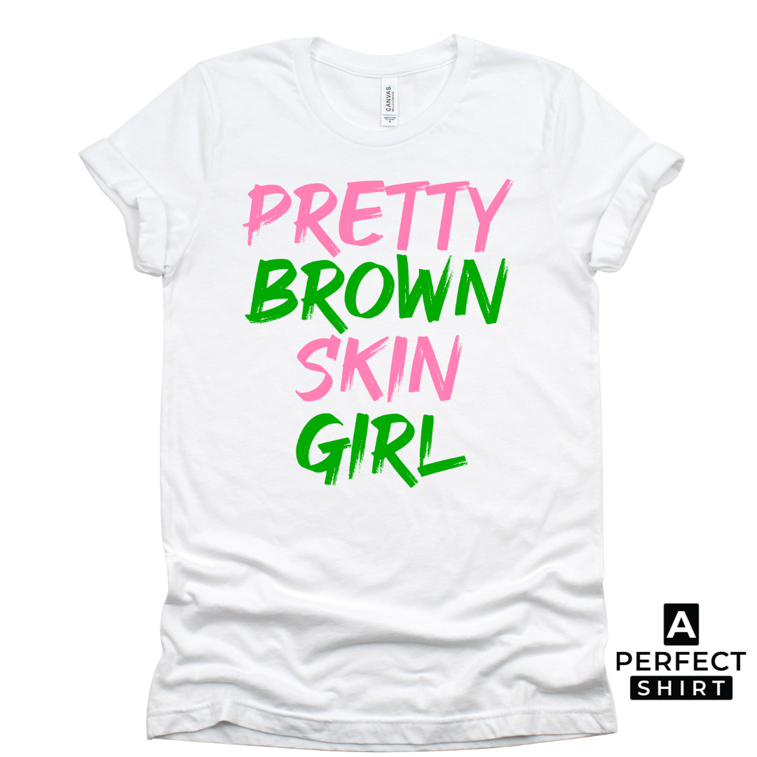 Pink & Green Pretty Brown Skin Girl T-Shirt Hoodie, Sweatshirt | CiraTrend.com (Image 1)