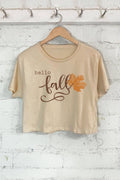 Hello Fall Graphic Short Crop Top