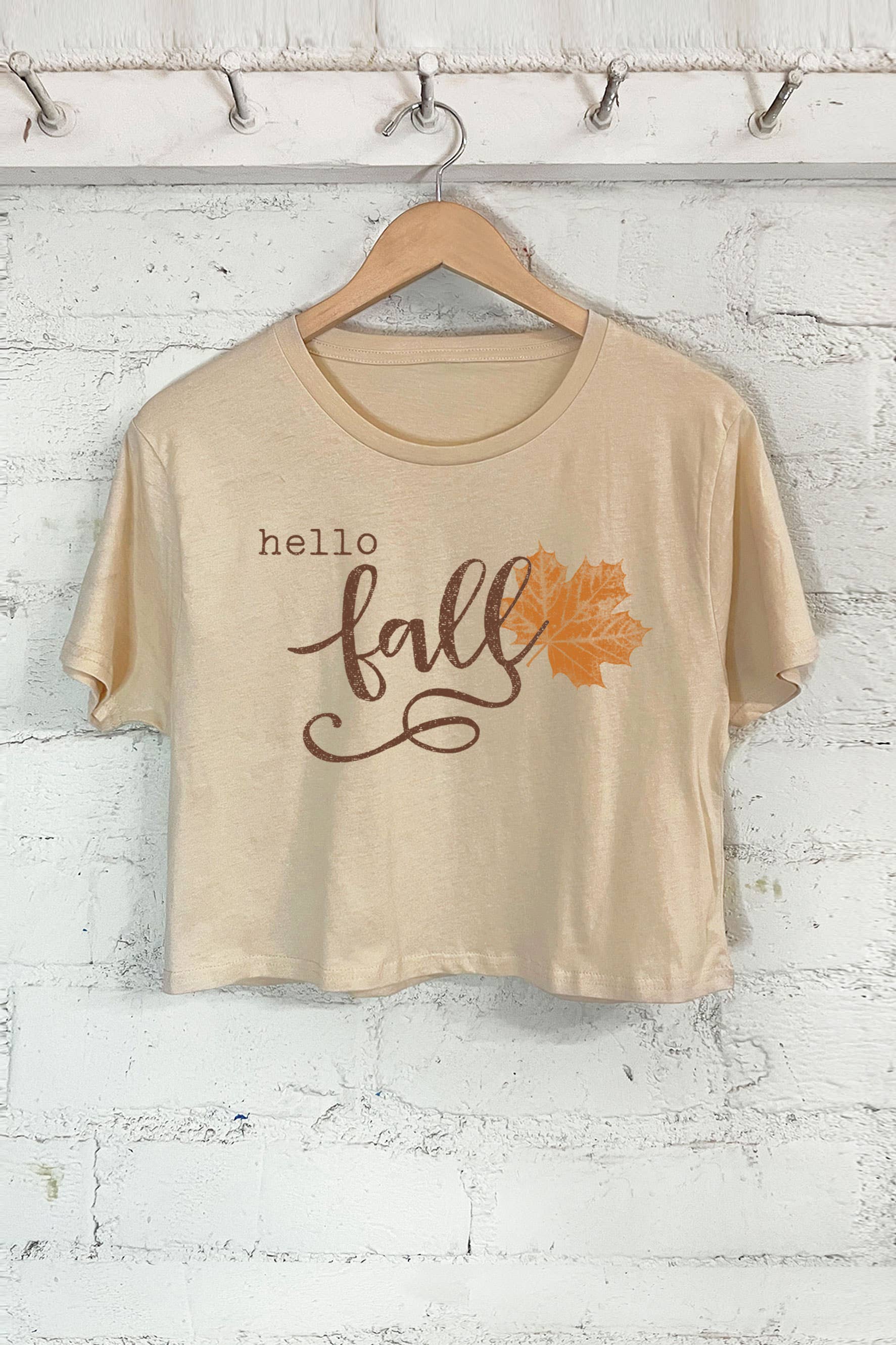 Hello Fall Graphic Short Crop Top