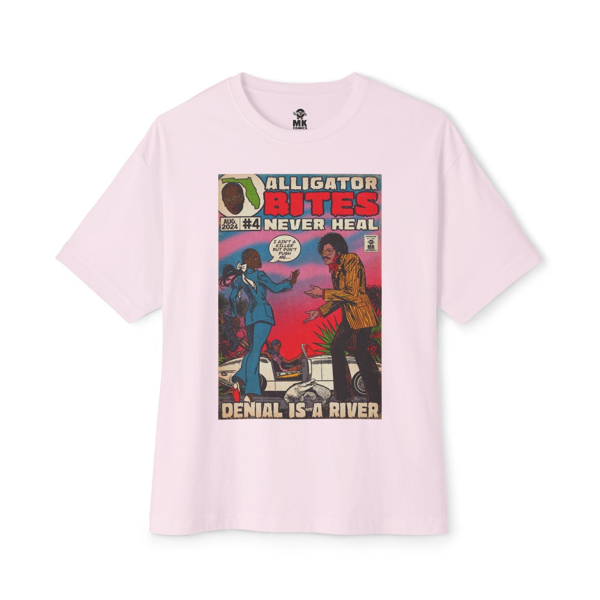 Denial is a River - Alligator Bites - Unisex Oversized Boxy Tee Hoodie, Sweatshirt | CiraTrend.com (Image 3)
