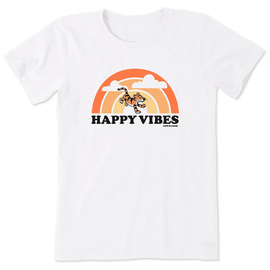 Women's Happy Vibes Tiger Stripe Rainbow Short Sleeve Tee