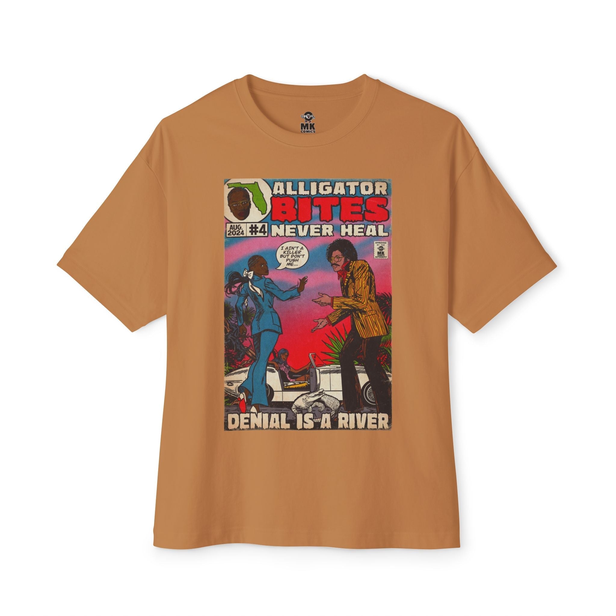 Denial is a River - Alligator Bites - Unisex Oversized Boxy Tee Hoodie, Sweatshirt | CiraTrend.com (Image 5)