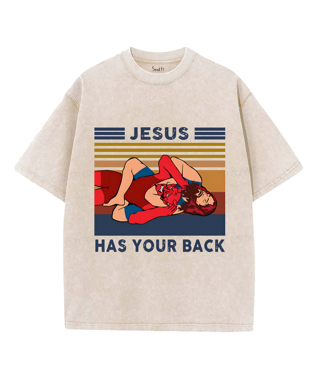 Jesus Has Your Back Unisex Washed Christian T-shirt Hoodie, Sweatshirt | CiraTrend.com (Image 4)