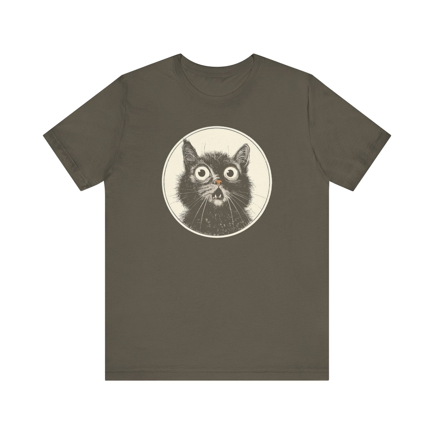 Wide-Eyed Cat Graphic Tee Ã¢â‚¬â€œ Vintage Style Cat Lover Shirt