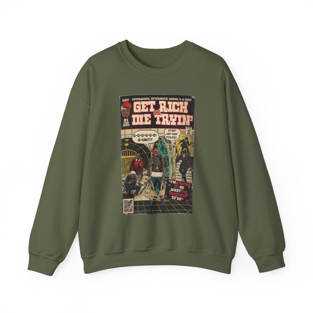 Get Rich Or Die Tryin - Comic Art - Unisex Heavy BlendÃ¢â€žÂ¢ Crewneck Sweatshirt T-Shirts, Hoodie | CiraTrend.com (Image 5)