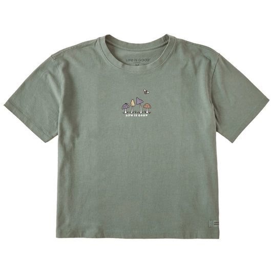 Women's Mushroom Retro Scene Short Sleeve Crusher Boxy Tee