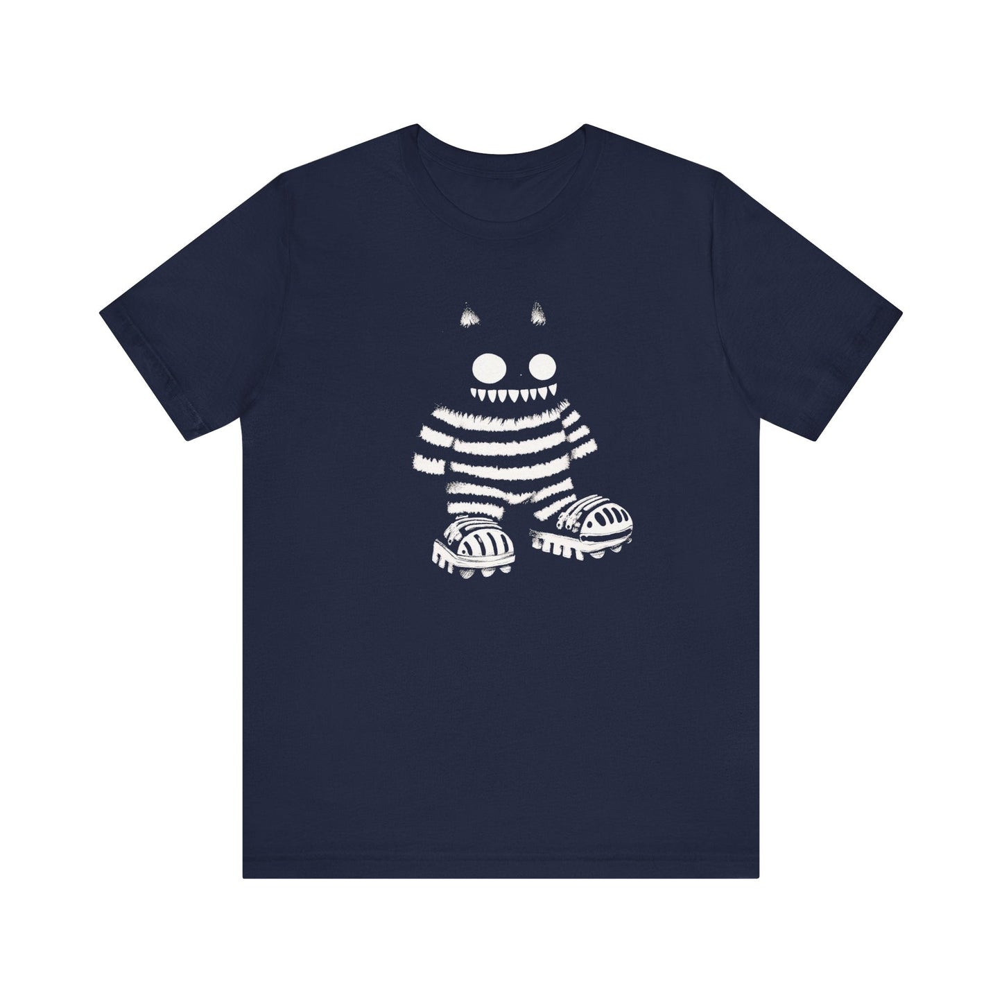 Striped Cat Monster Graphic Tee Ã¢â‚¬â€œ Playful and Edgy Creature Design Shirt