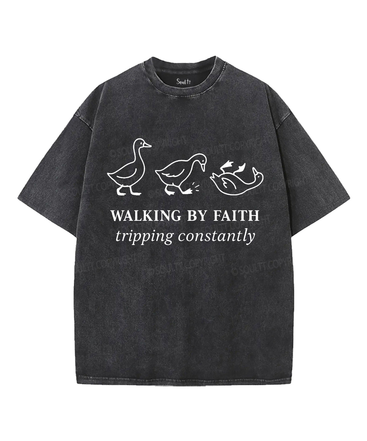 Walking By Faith Unisex Washed Christian T-shirt Hoodie, Sweatshirt | CiraTrend.com (Image 2)