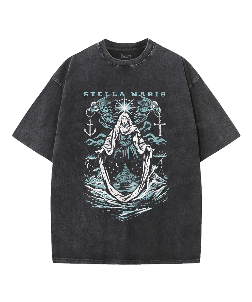 Stella Maris Unisex Washed Christian T-shirt Hoodie, Sweatshirt | CiraTrend.com (Image 2)