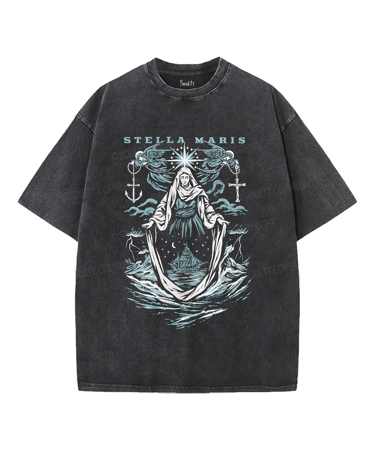 Stella Maris Unisex Washed Christian T-shirt Hoodie, Sweatshirt | CiraTrend.com (Image 2)