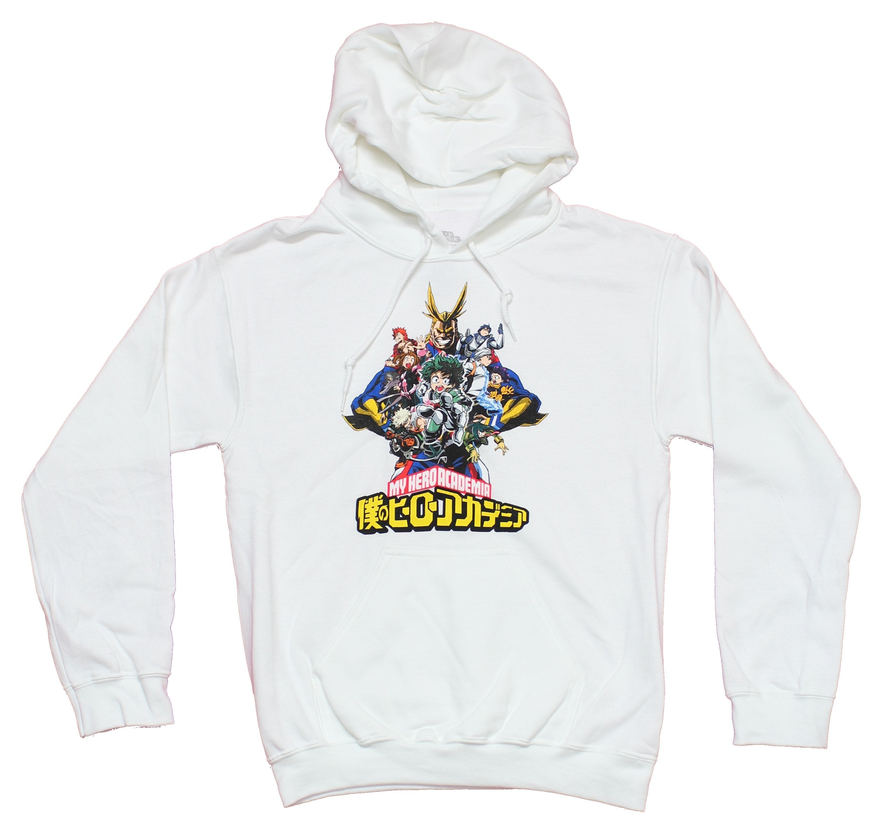 My Hero Academia Mens Pullover Hoodie - Giant Group Under All Might Over Logo T-Shirts, Sweatshirt | CiraTrend.com