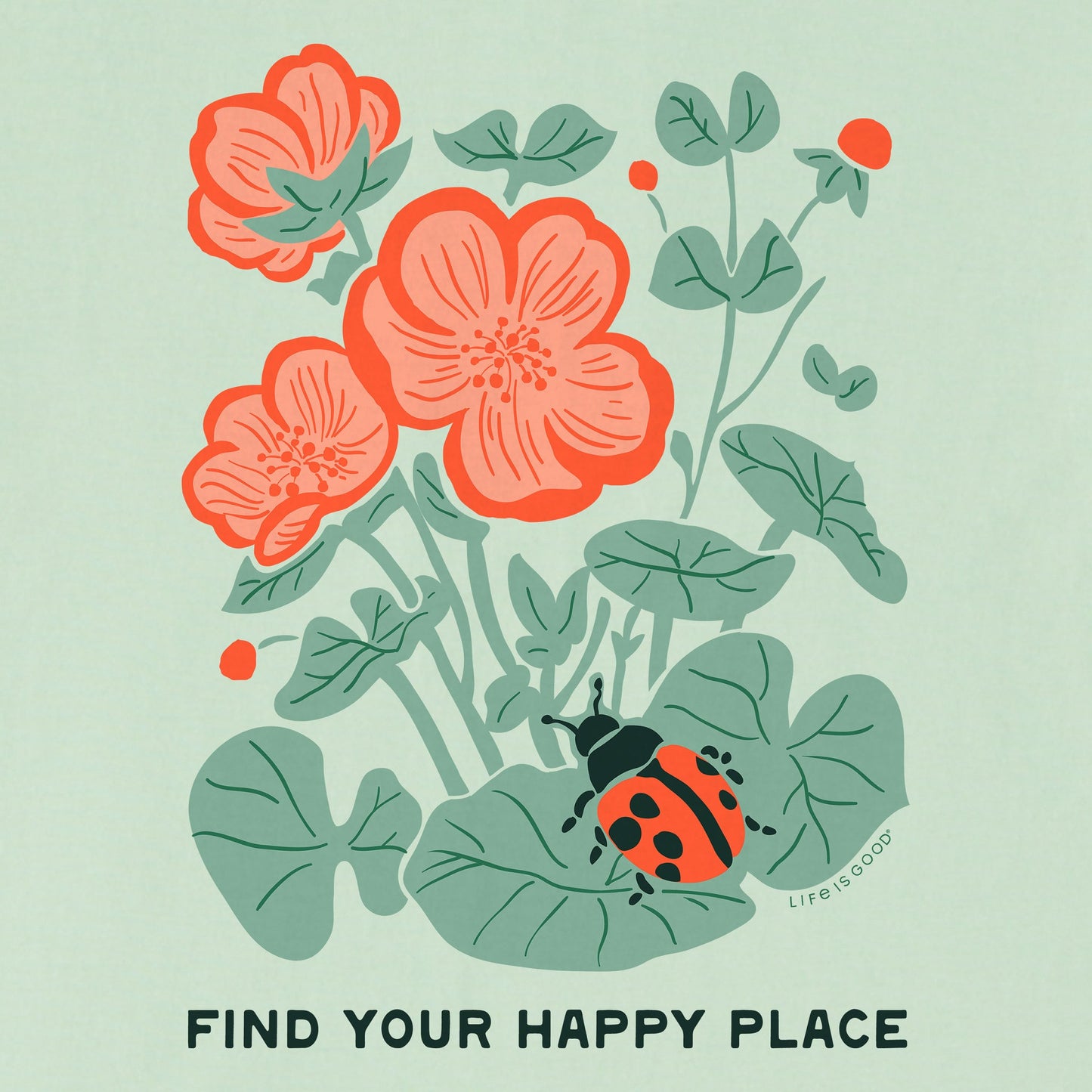 Women's Find Your Happy Place Ladybug Short Sleeve Crusher Tee