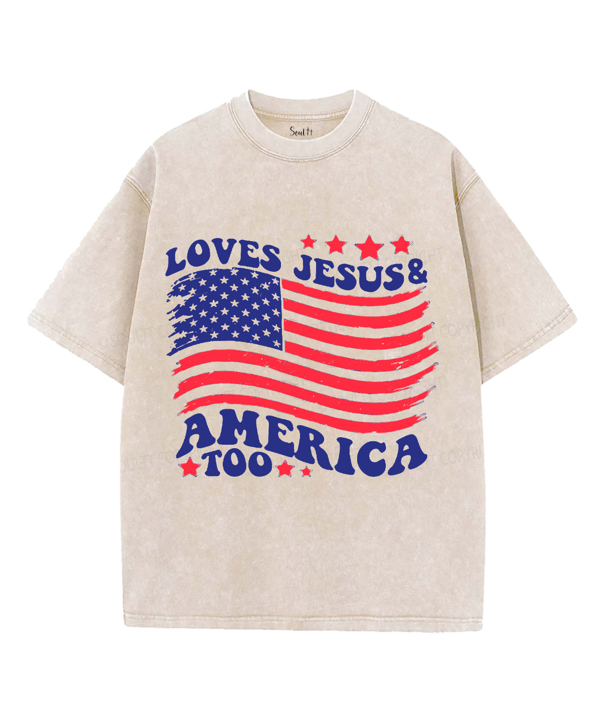 Loves Jesus & America Too Unisex Washed Christian T-shirt Style001 Hoodie, Sweatshirt | CiraTrend.com (Image 1)