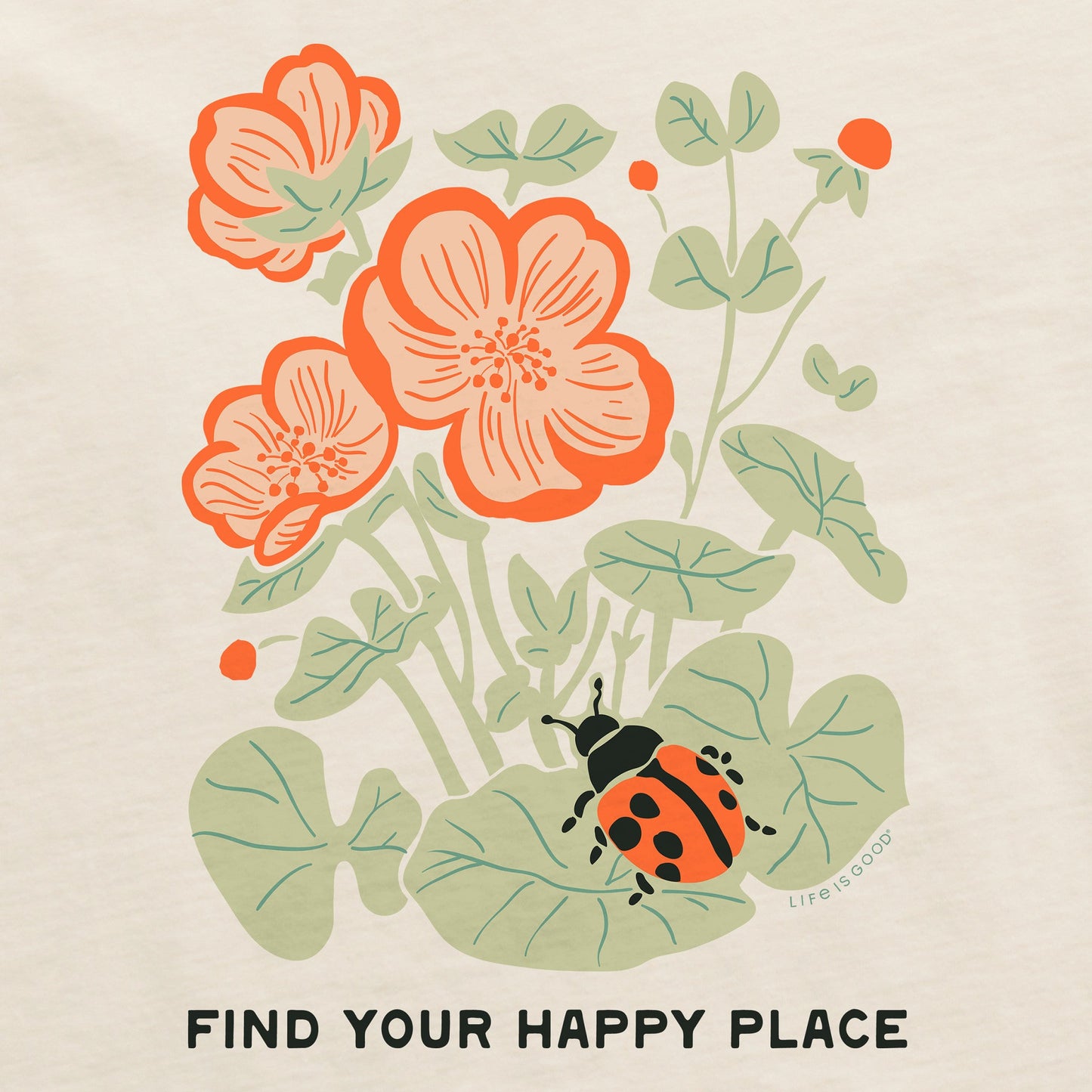 Women's Find Your Happy Place Ladybug Short Sleeve Crusher Tee
