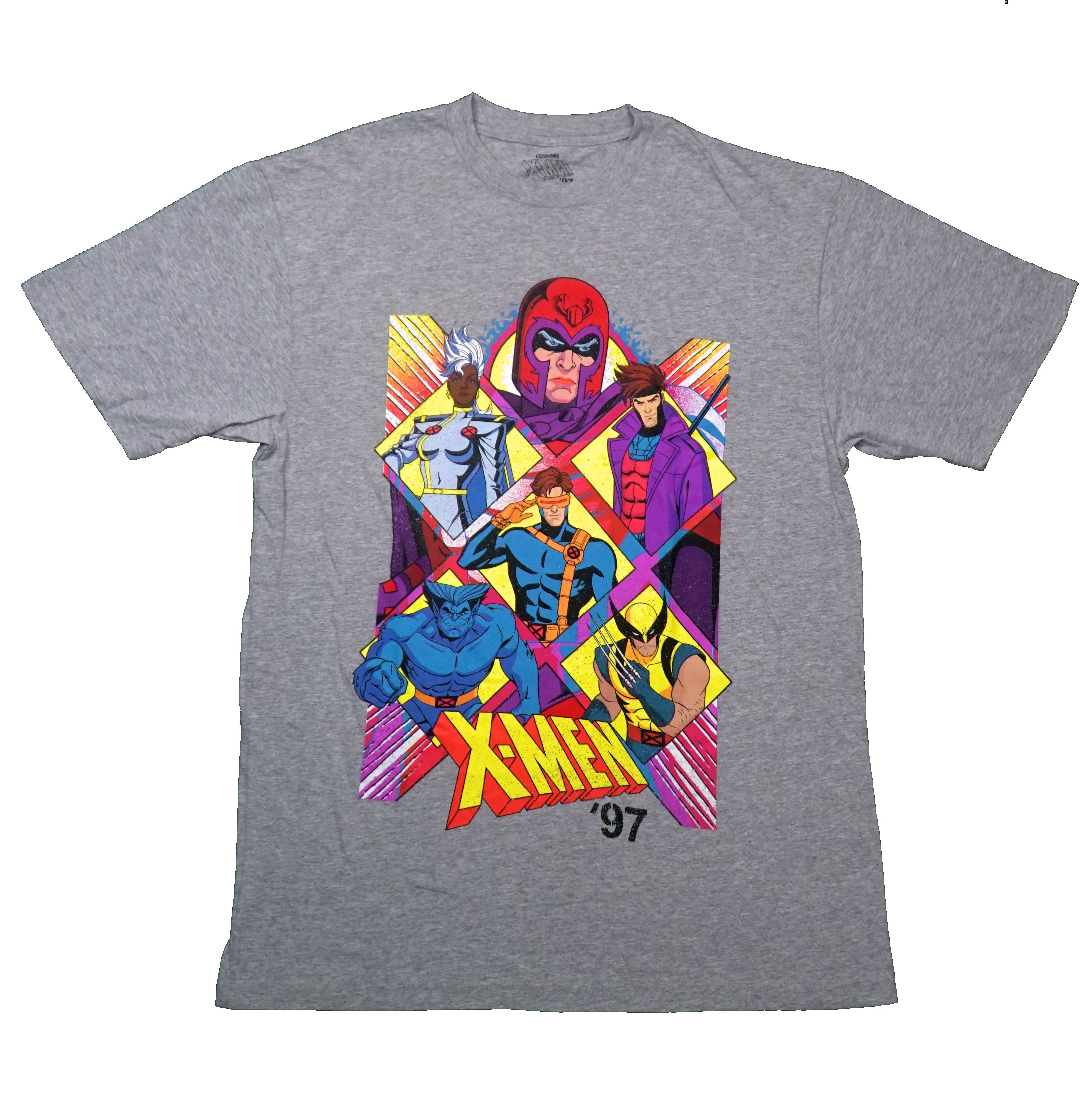 X-Men '97 Mens T-Shirt - Cast Of Heroes In Yellow Diamond Shaped Frame Hoodie, Sweatshirt | CiraTrend.com