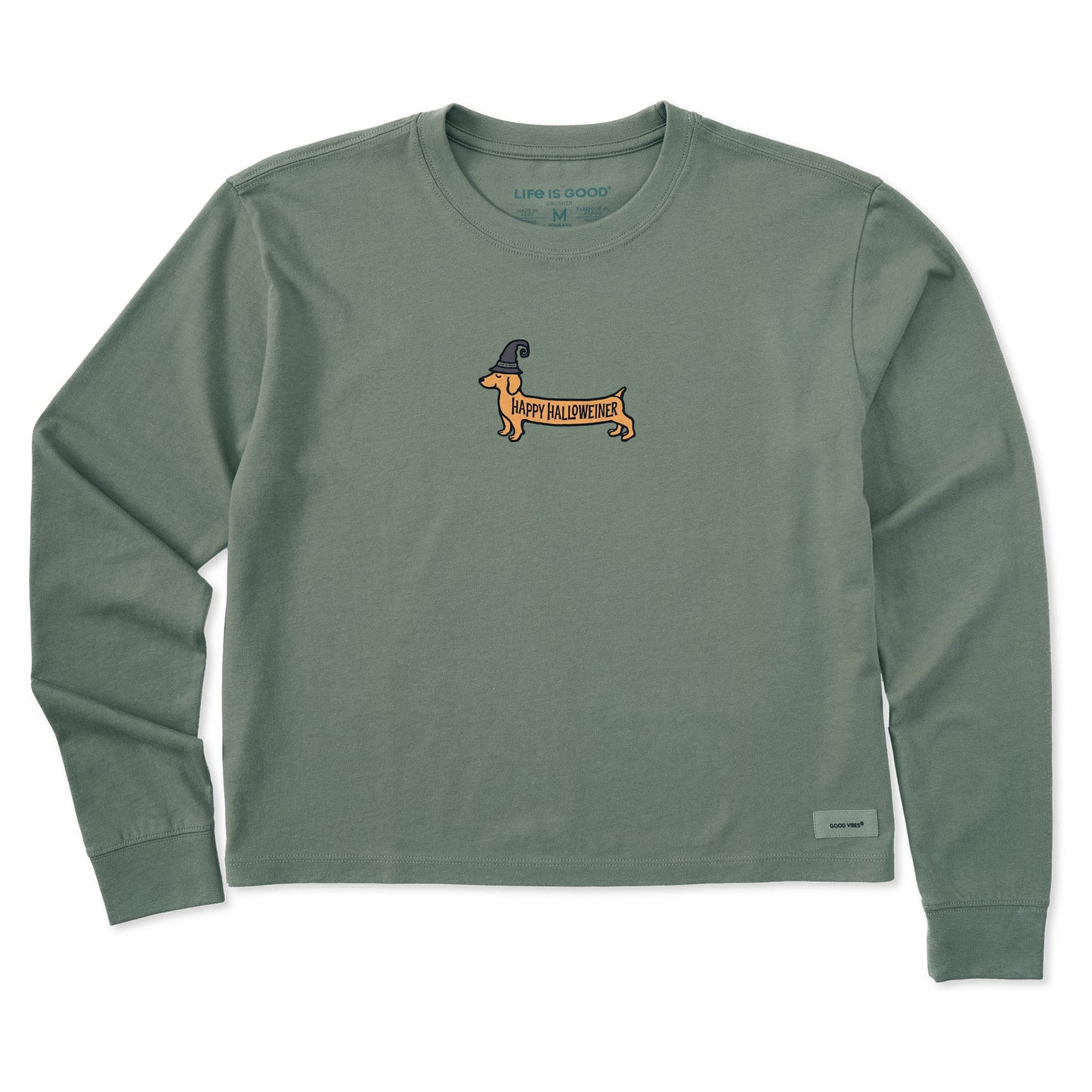 Women's Happy Halloweiner Long Sleeve Crusher Boxy Tee