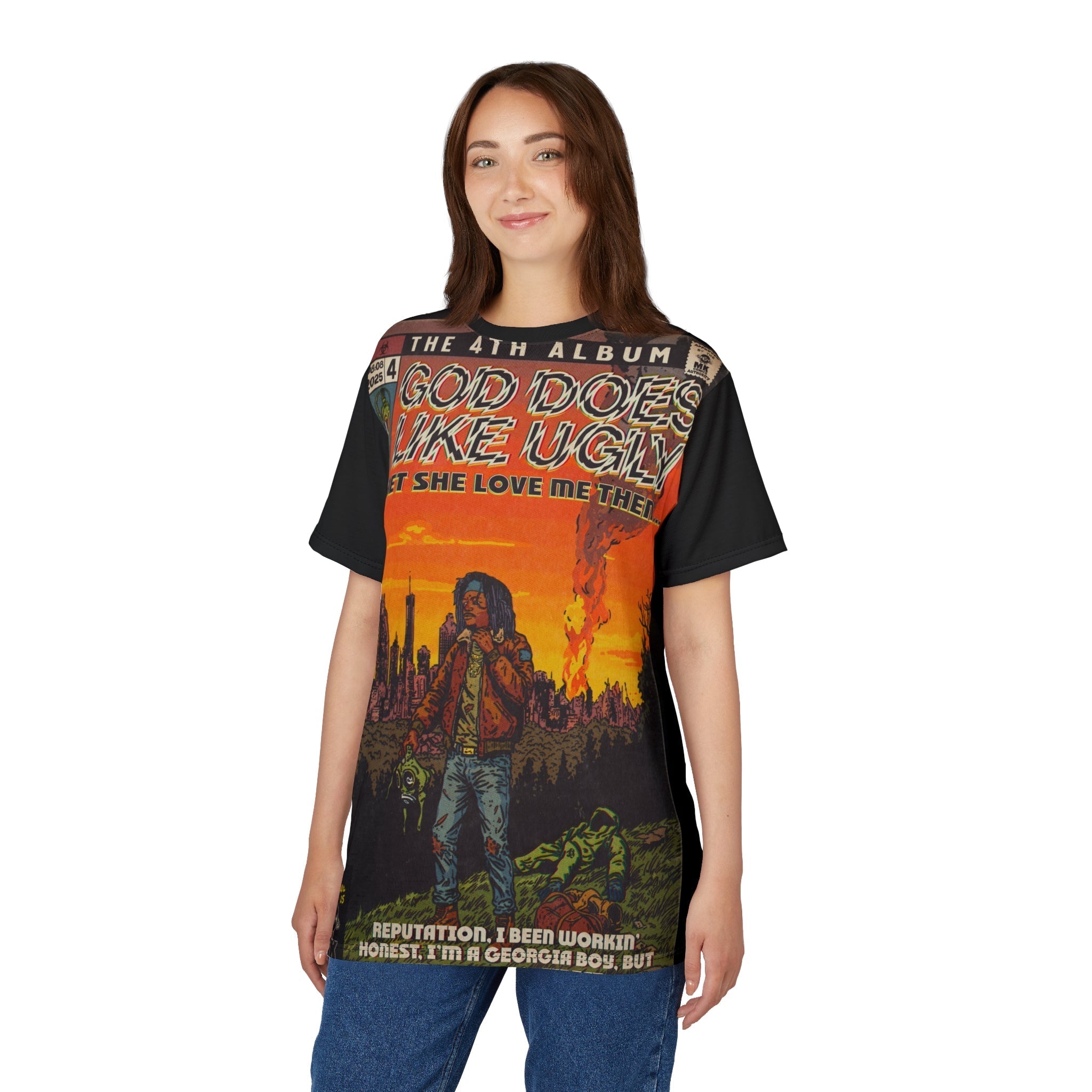 God Does Like Ugly - Unisex Cut & Sew Tee (AOP) Hoodie, Sweatshirt | CiraTrend.com (Image 3)