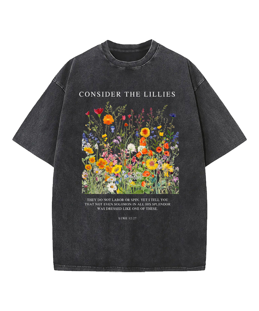 Consider The Lilies Washed Christian T-shirt Hoodie, Sweatshirt | CiraTrend.com (Image 1)