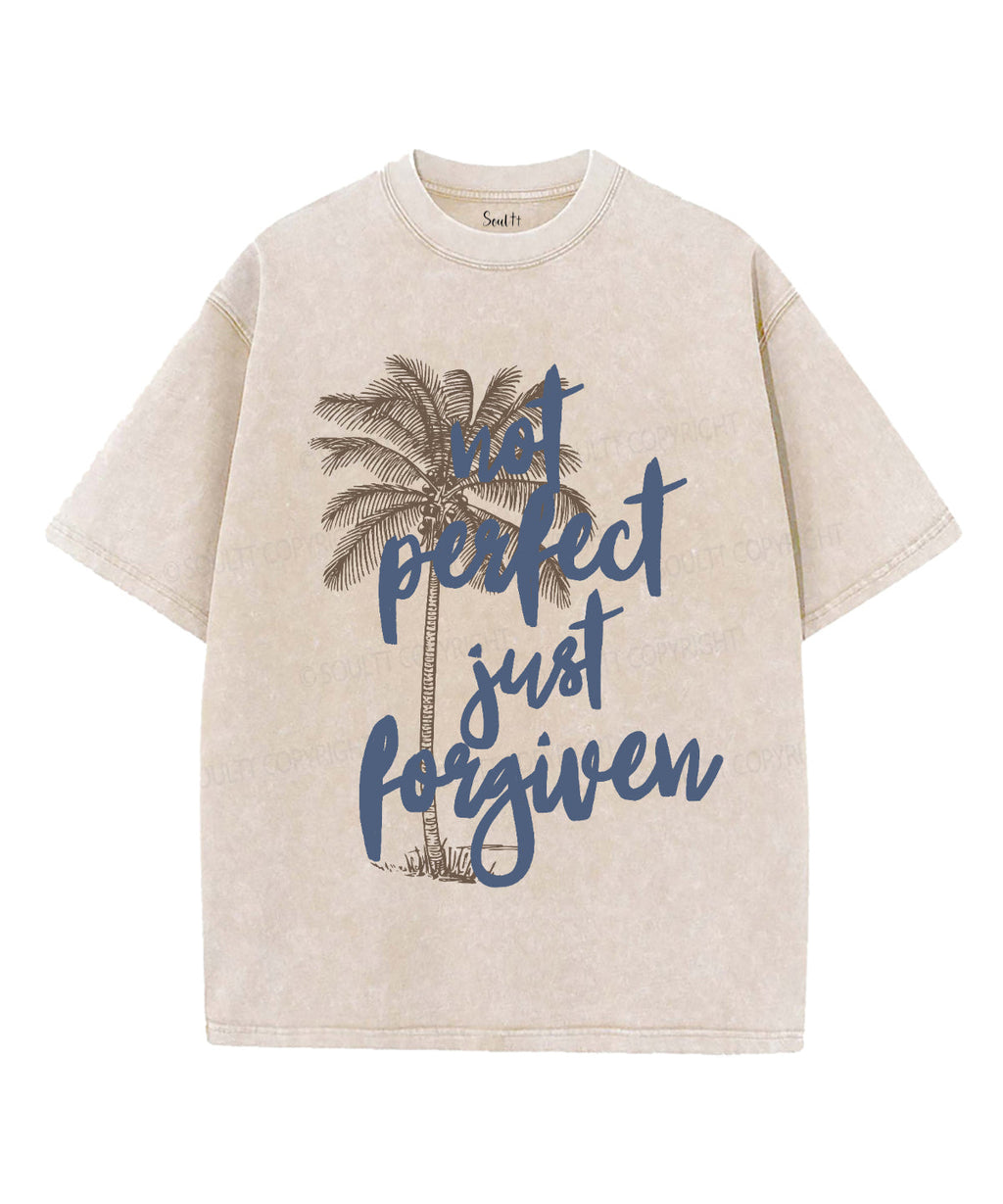 Not Perfect Just Forgiven Unisex Washed Christian T-shirt Hoodie, Sweatshirt | CiraTrend.com (Image 1)