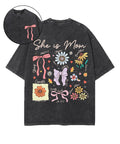 She Is Mom Double Sided Unisex Washed Christian T-shirt Hoodie, Sweatshirt | CiraTrend.com (Image 1)