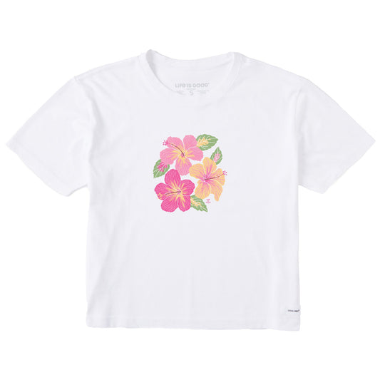 Women's Happy Hibiscus Short Sleeve Crusher Boxy Tee