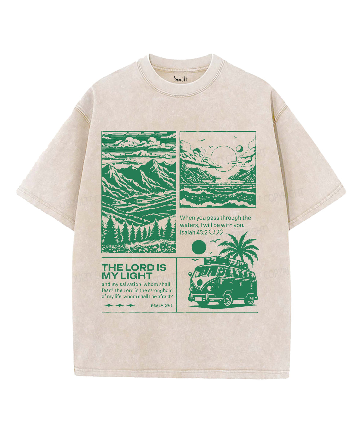 The Lord Is My Light Unisex Washed Christian T-shirt Hoodie, Sweatshirt | CiraTrend.com (Image 1)