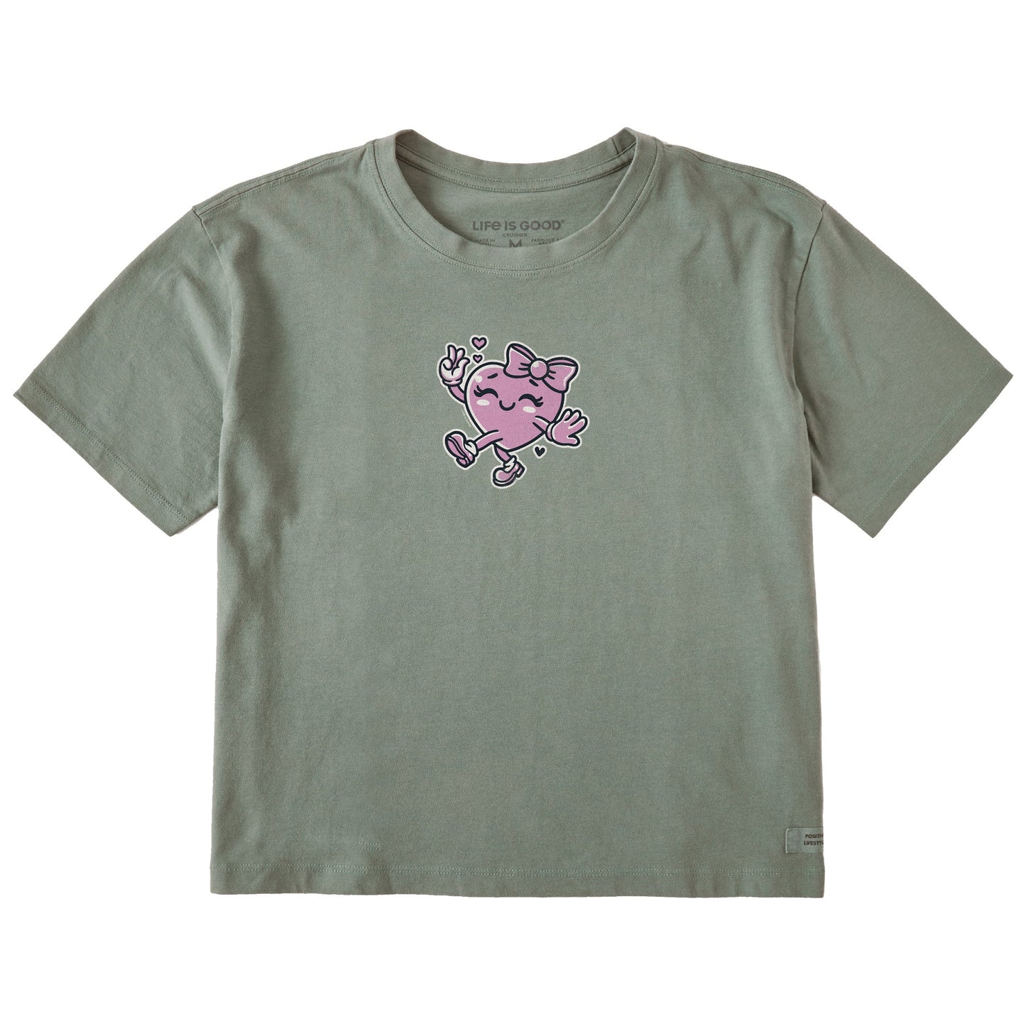 Women's Happy Heart Short Sleeve Crusher Boxy Tee