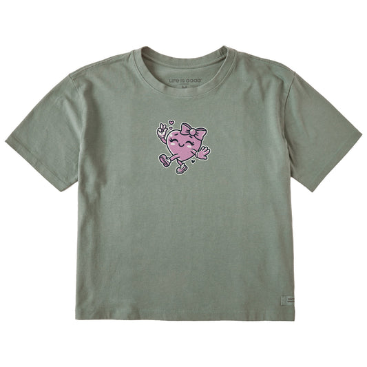 Women's Happy Heart Short Sleeve Crusher Boxy Tee