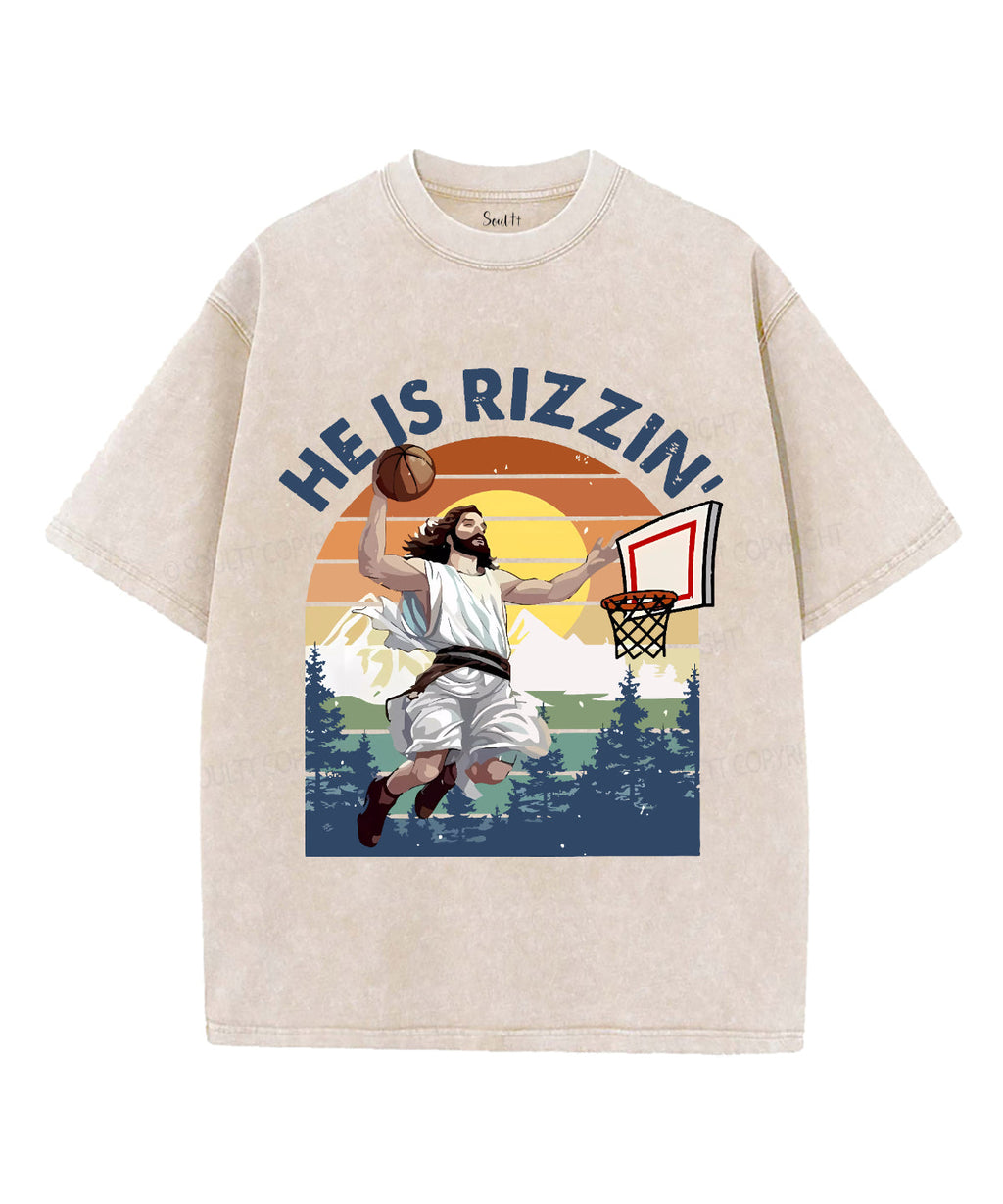 He Is Rizzin' Unisex Washed Christian T-shirt Style001 Hoodie, Sweatshirt | CiraTrend.com (Image 1)