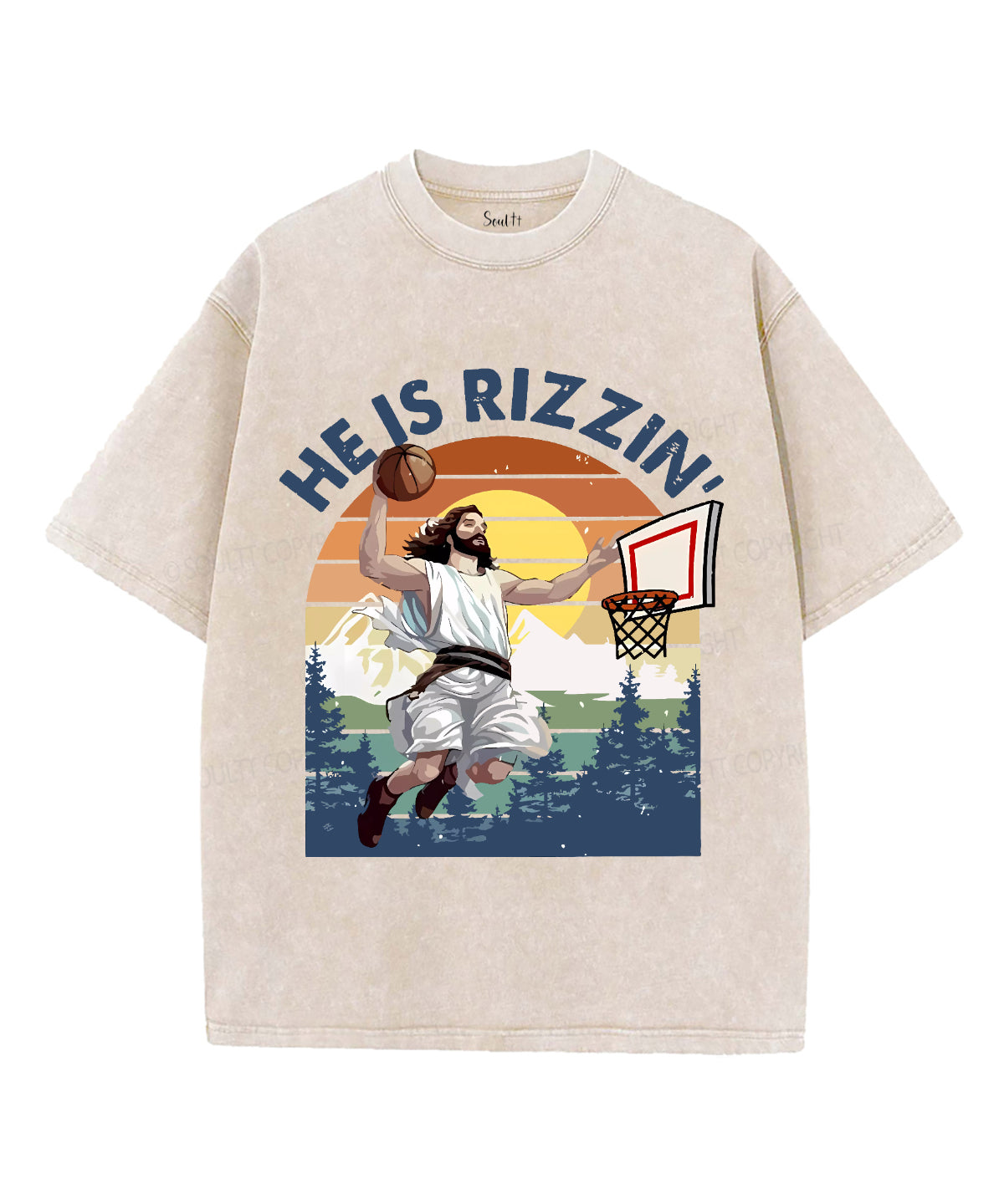 He Is Rizzin' Unisex Washed Christian T-shirt Style001 Hoodie, Sweatshirt | CiraTrend.com (Image 1)