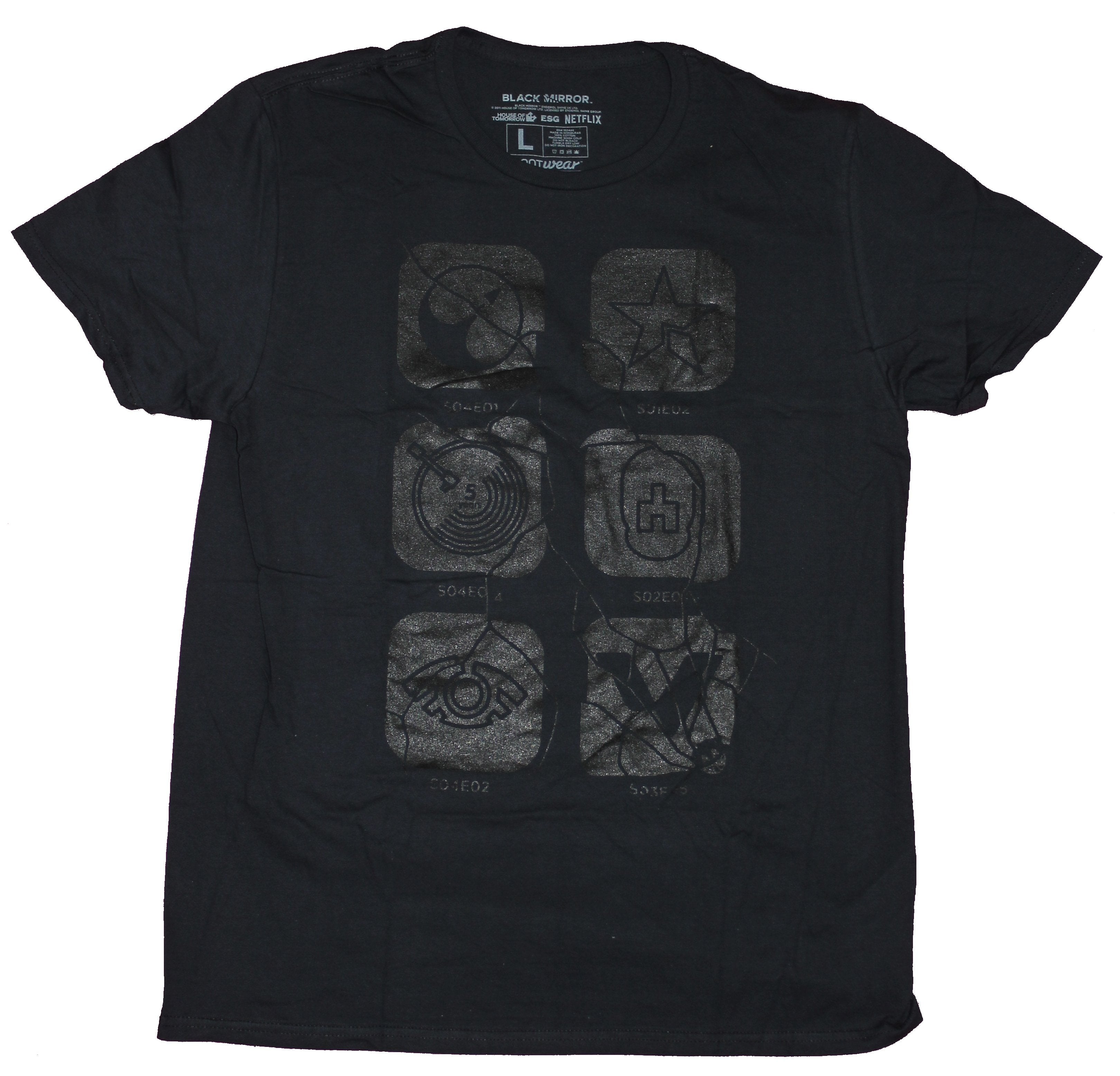 Black Mirror Mens T-Shirt- House of Tomorrow Black on Black Symbols Hoodie, Sweatshirt | CiraTrend.com