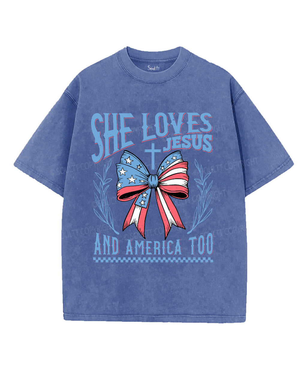 She Loves Jesus Unisex Washed Christian T-shirt Hoodie, Sweatshirt | CiraTrend.com (Image 3)
