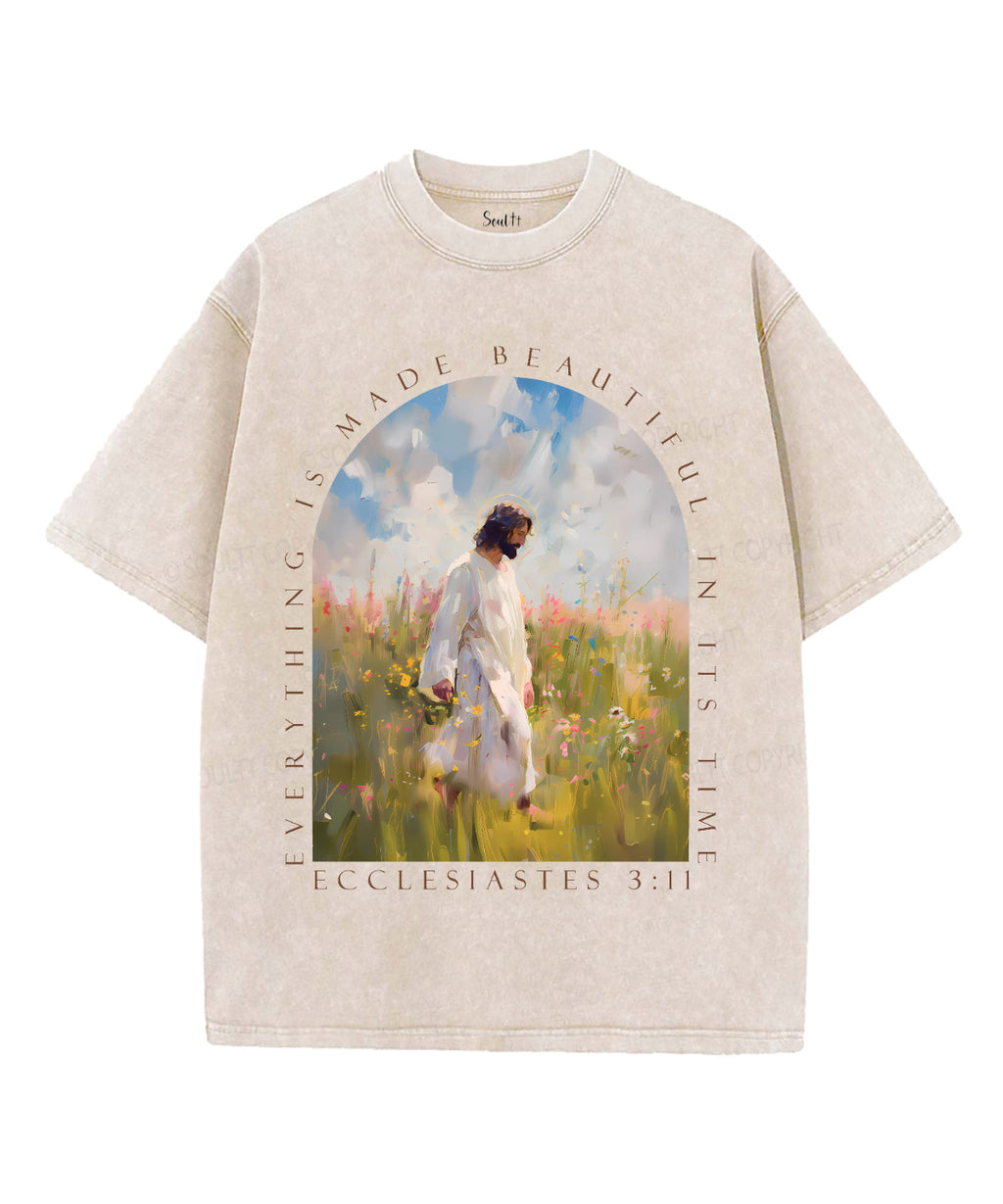 Everything Is Made Beautiful In It's Time Unisex Washed Christian T-shirt Hoodie, Sweatshirt | CiraTrend.com (Image 5)