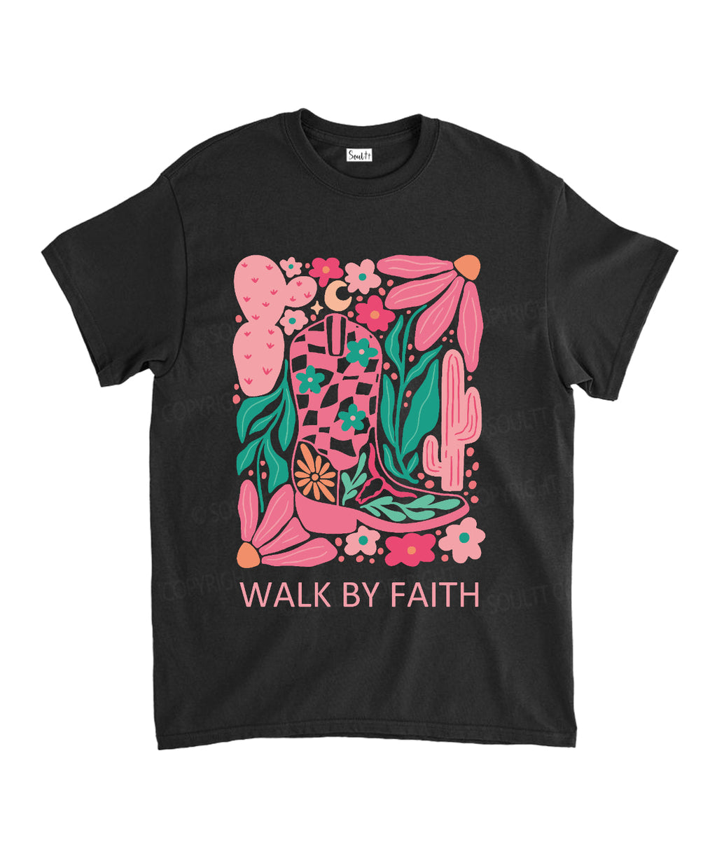 Walk By Faith Unisex Cotton Christian T-Shirt Hoodie, Sweatshirt | CiraTrend.com (Image 1)