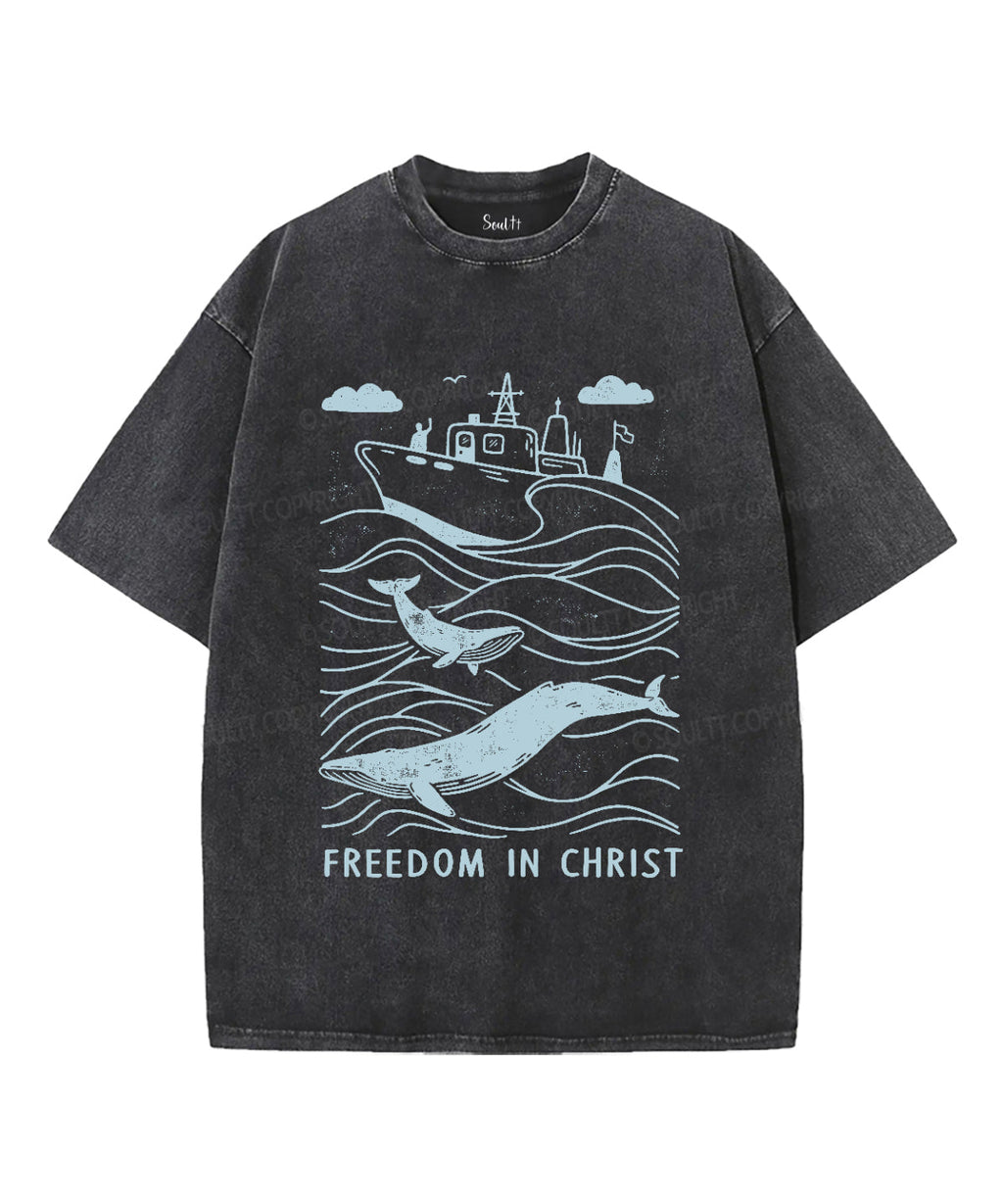 Freedom In Christ Unisex Washed Christian T-shirt Hoodie, Sweatshirt | CiraTrend.com (Image 2)