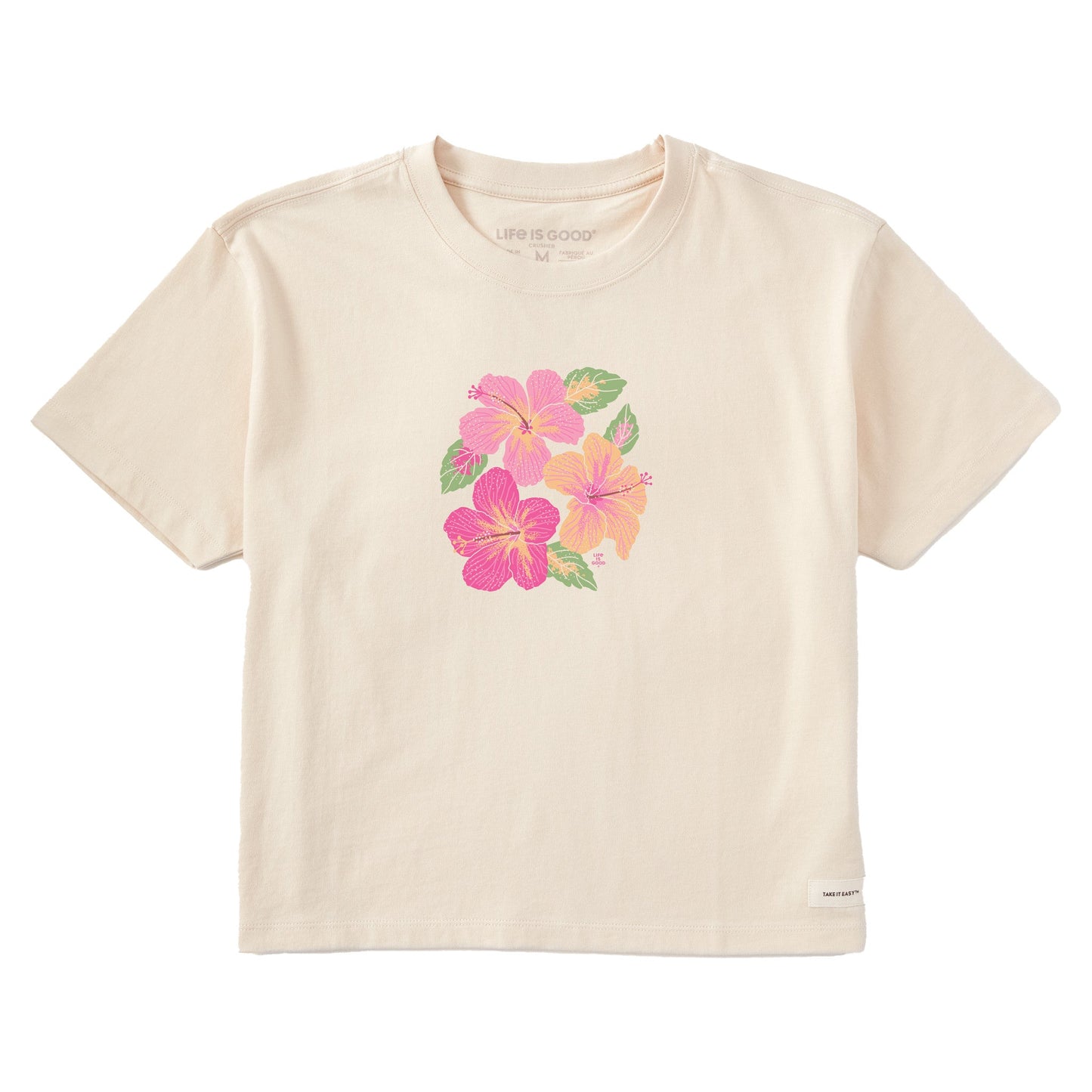 Women's Happy Hibiscus Short Sleeve Crusher Boxy Tee