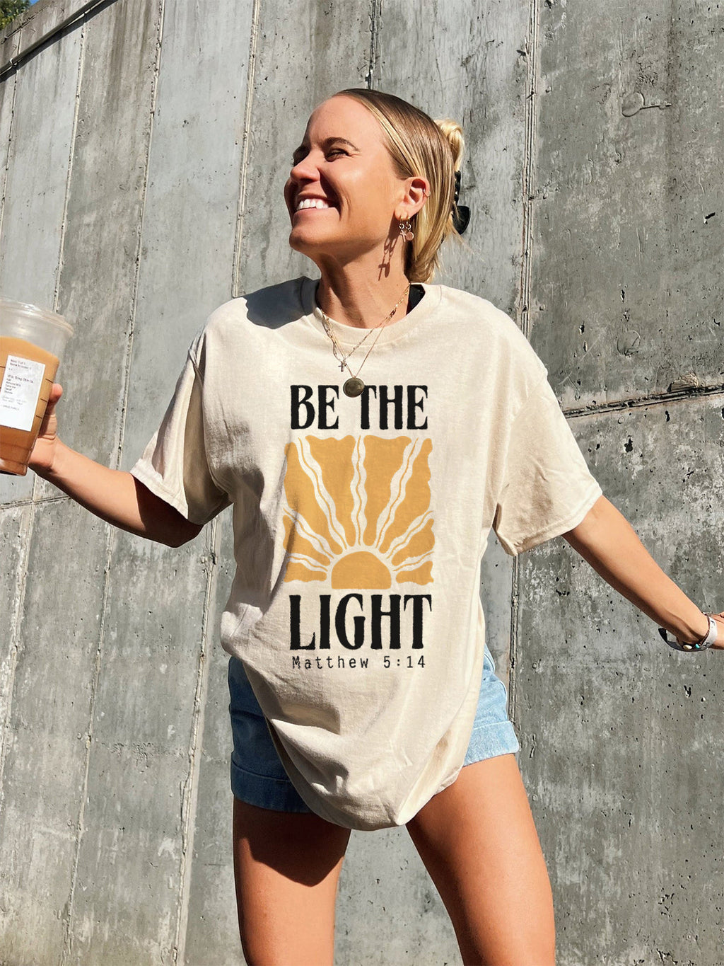 Be the Light Washed Christian T-shirt Hoodie, Sweatshirt | CiraTrend.com (Image 2)