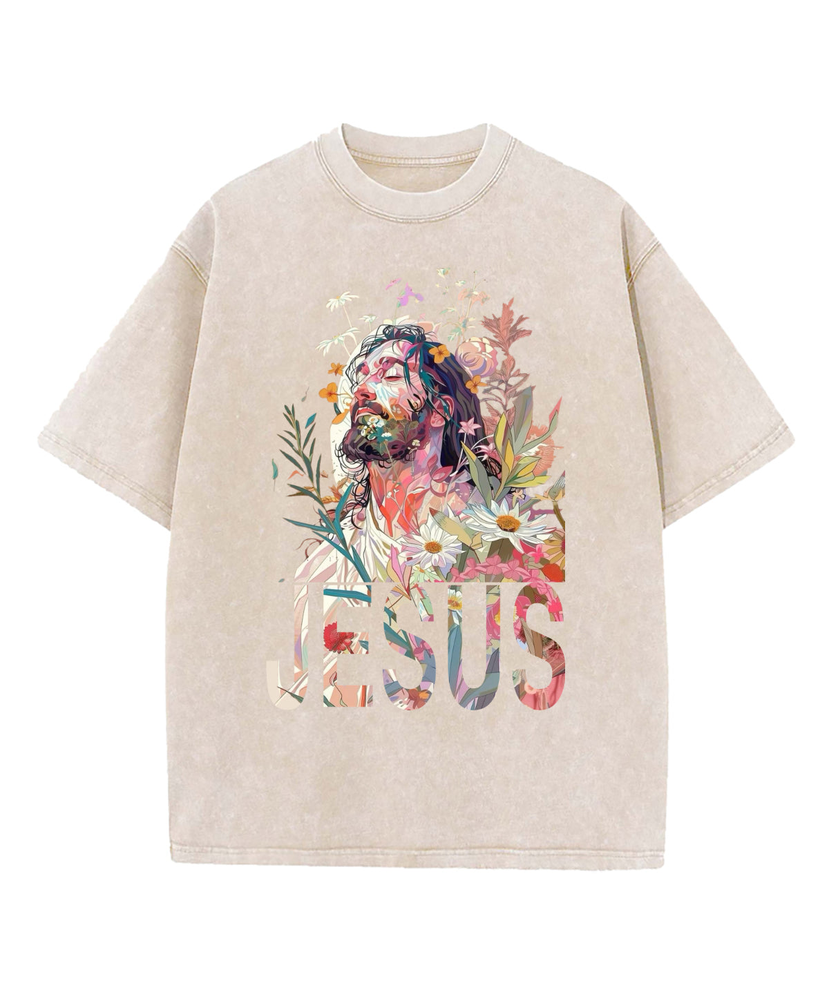 Jesus In Flower Washed Christian T-shirt Hoodie, Sweatshirt | CiraTrend.com (Image 5)