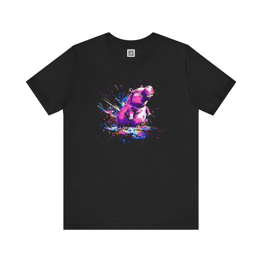 Colorful Hippo Graphic Tee Style001