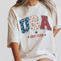 1776 America 4th of July Shirt, USA Floral Flowers Shirt, Comfort Shirt for Women, Retro America Shirt, 1776 Shirt,...