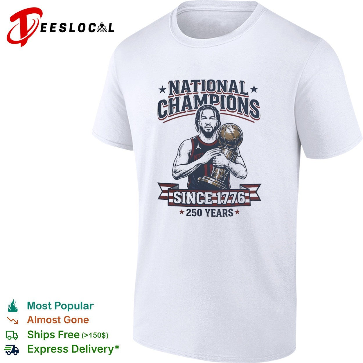 1776 national champions 250 years basketball trophy shirt