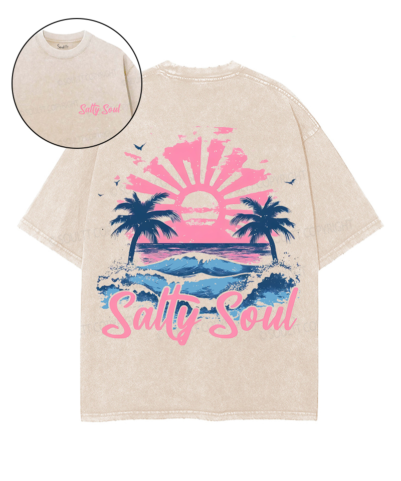 Salty Soul Double Sided Unisex Washed Christian T-shirt Hoodie, Sweatshirt | CiraTrend.com (Image 1)